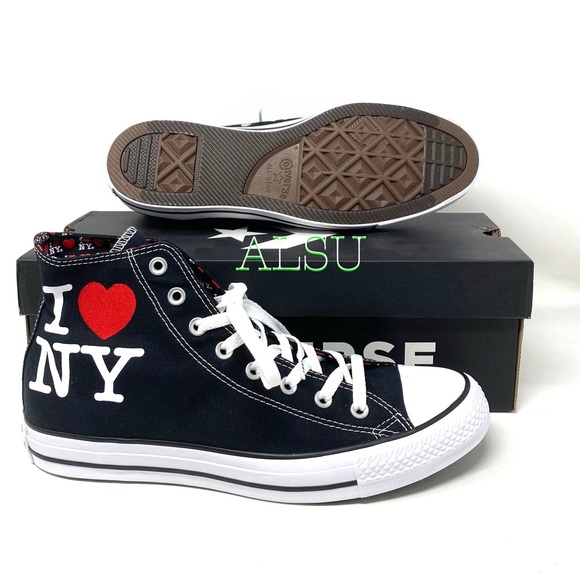 Converse Ctas High Top I❤️NY Canvas Black Shoes Men’s Size Sneakers 161183F - Picture 2 of 12